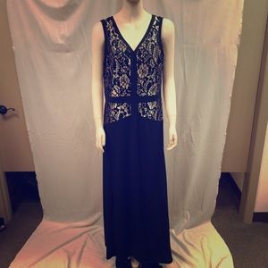 Black & Gold Lace Evening Gown